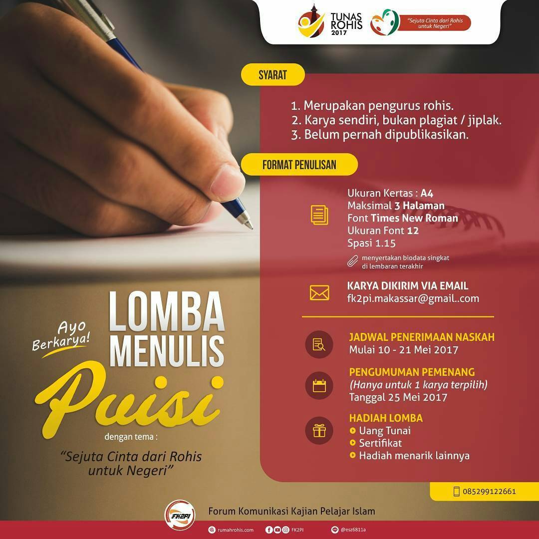 Lomba Menulis Puisi 2017 dari FK2PI [Gratis] Info Lomba