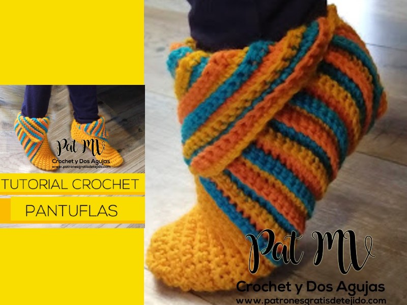 Patrón de pantuflas de crochet, de 5 años a adulto XL, pantuflas