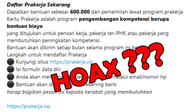 Cek Kebenaran Beredarnya Link Daftar Kartu Pra Kerja
