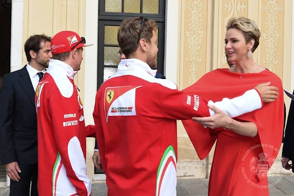 Prince Albert, Princess Charlene of Monaco and Princess Caroline of Hannover held a a reception for Monaco Grand Prix Formula 1 at Prince's Palace in Monaco.