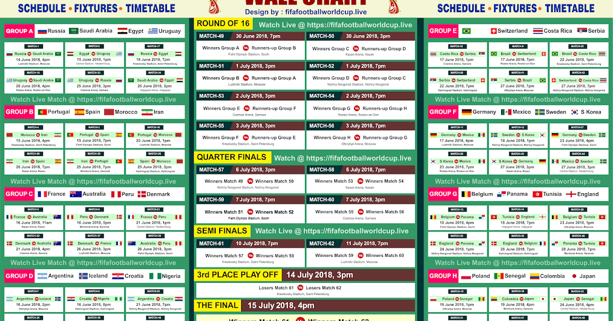 FIFA Global Cup 2018 Game Routine - Fixture in just Indian image about World Cup Printable Schedule named FIFA Planet Cup 2018 Activity Agenda - Fixture inside Indian