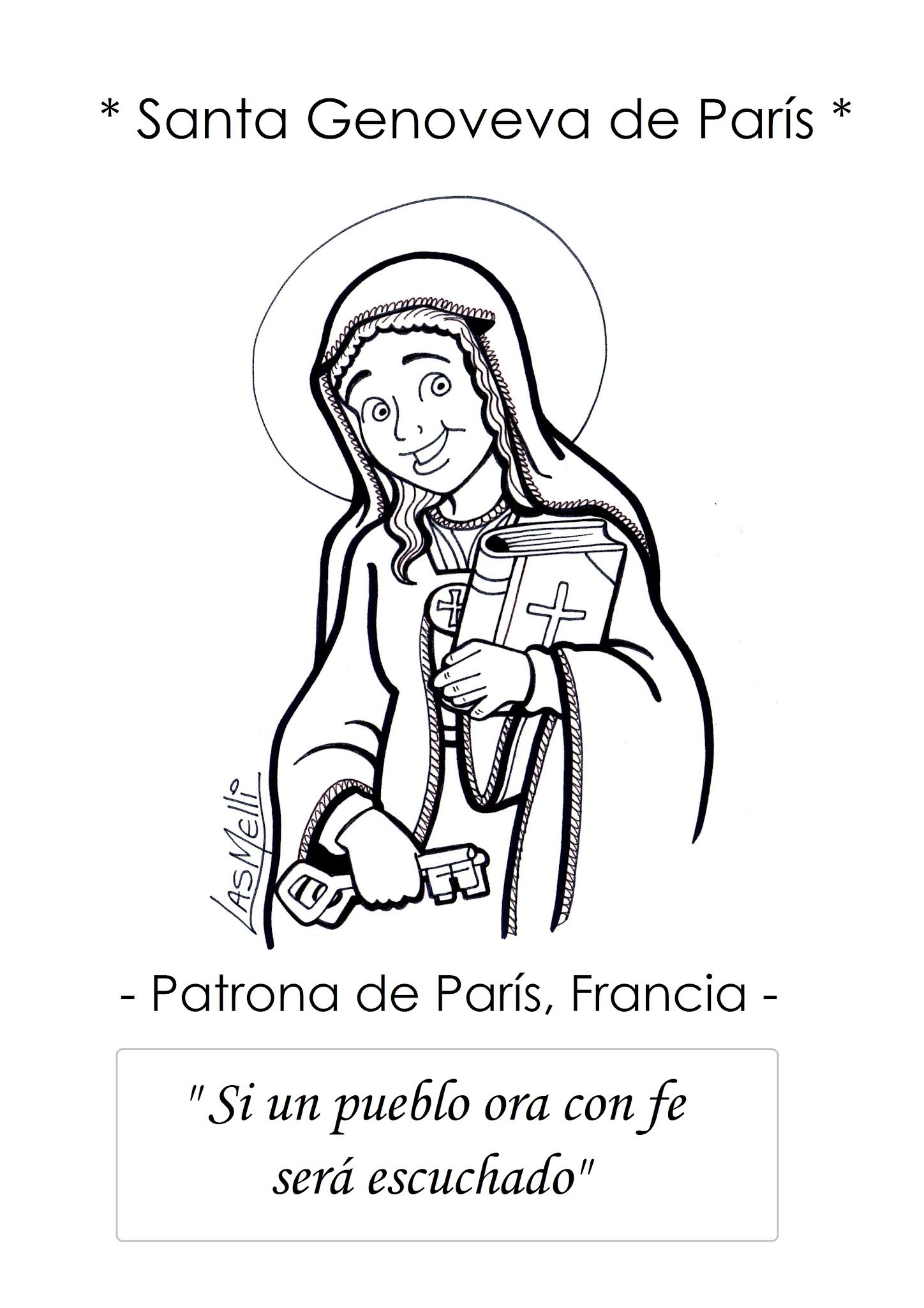 DIBUJO Santa Genoveva de París (Patrona de París Francia