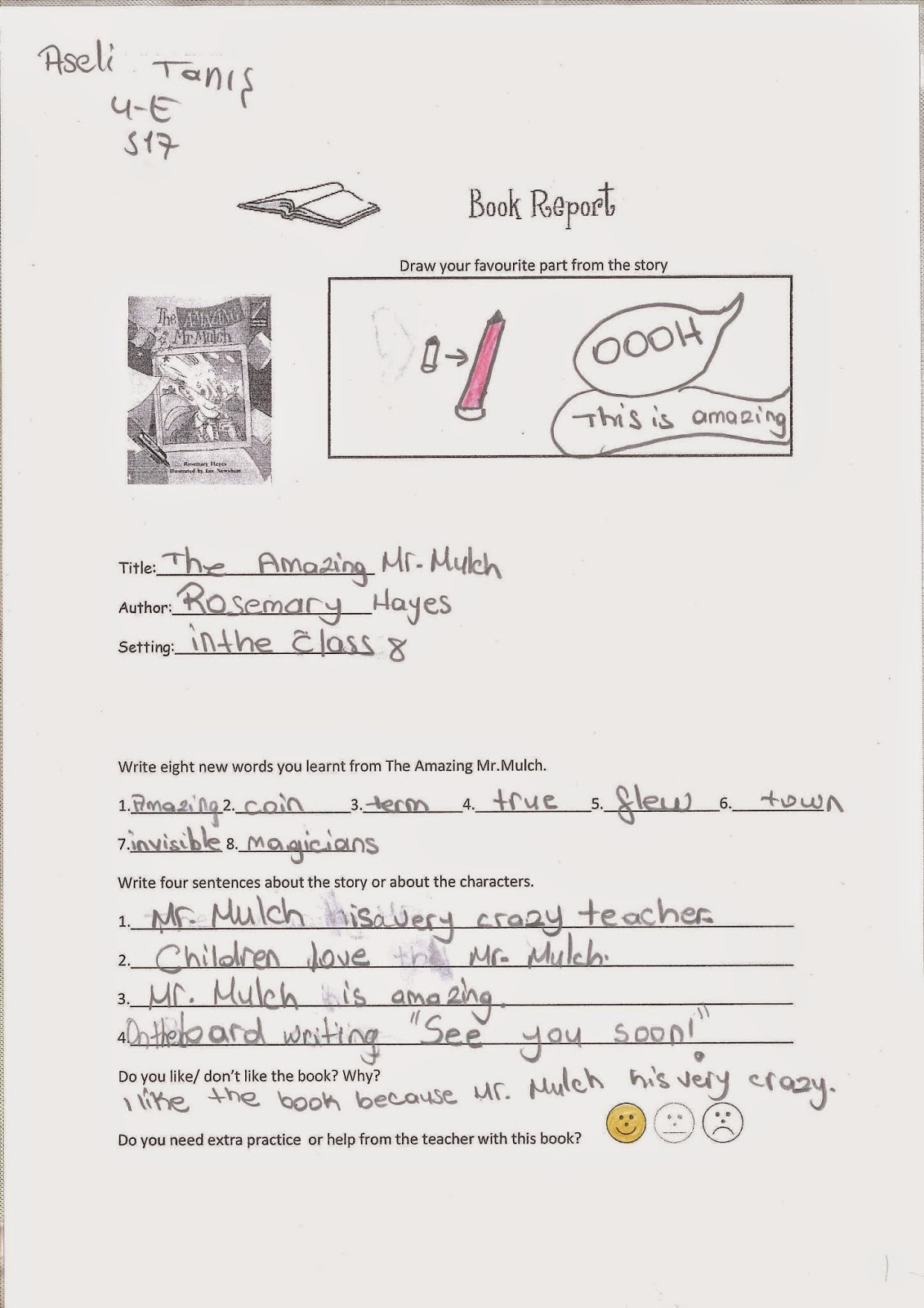 AGK PRIMARY SCHOOL ENGLISH 4th Grade Icp Writing Activities