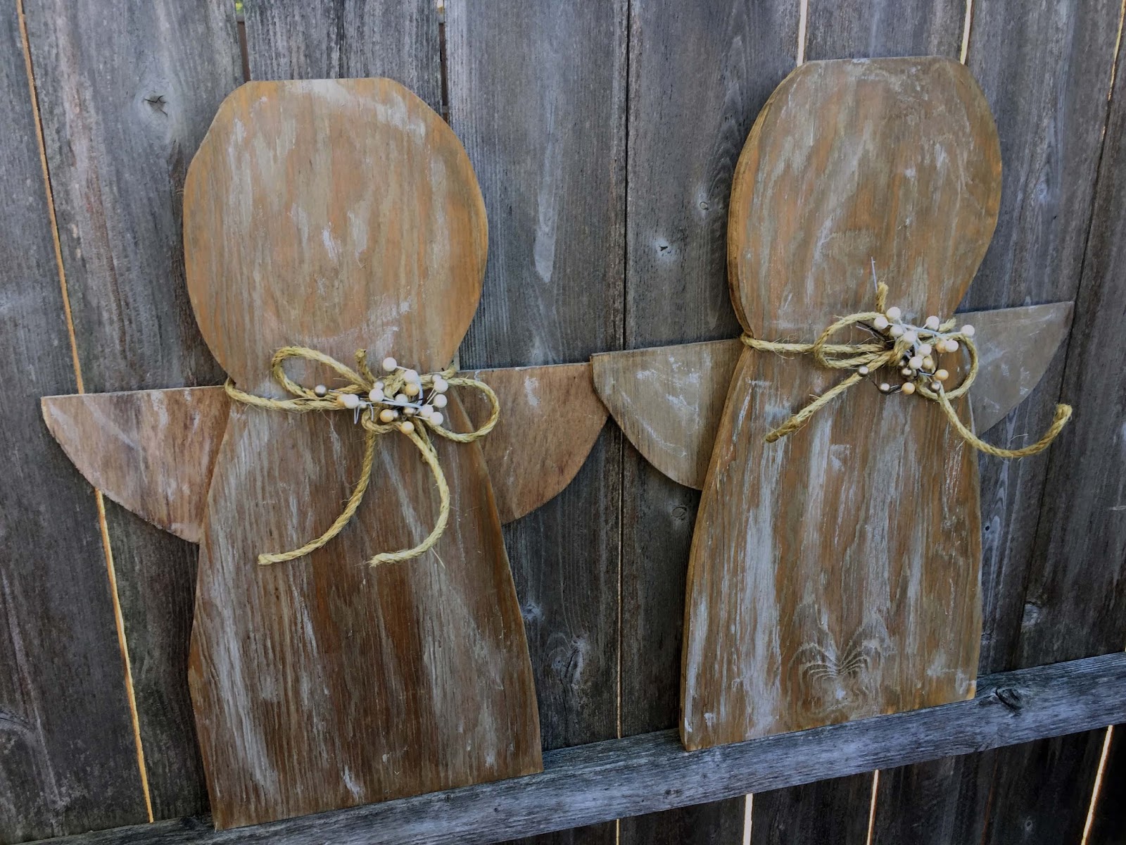 Christy Aged Wood Angels Yard Art