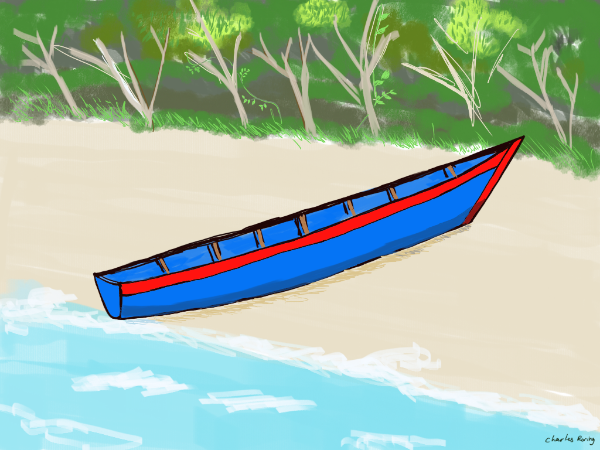 Sketch of wooden boat from Raja Ampat