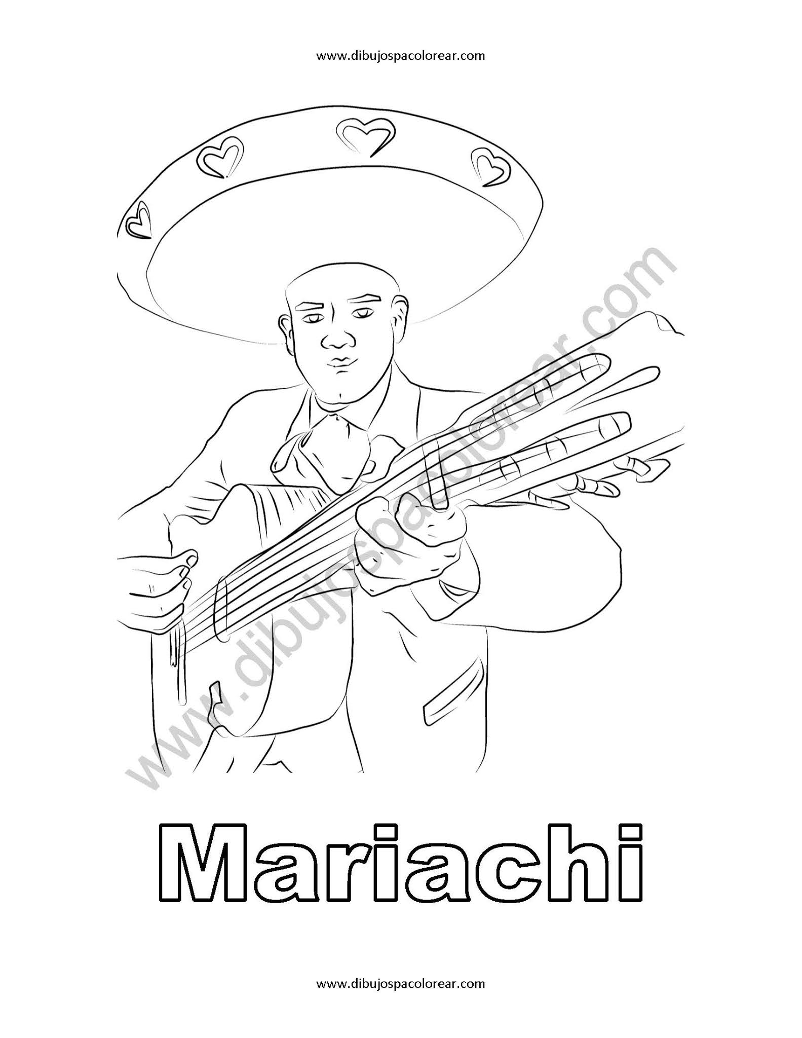 Mariachi dibujo para colorear