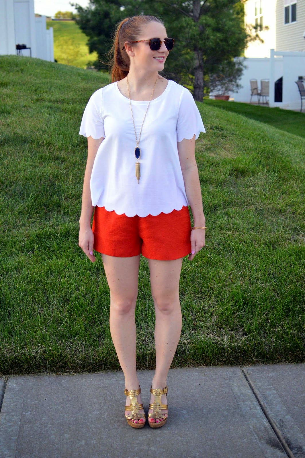A Memory Of Us orange high waisted shorts A Kansas City Fashion Blog