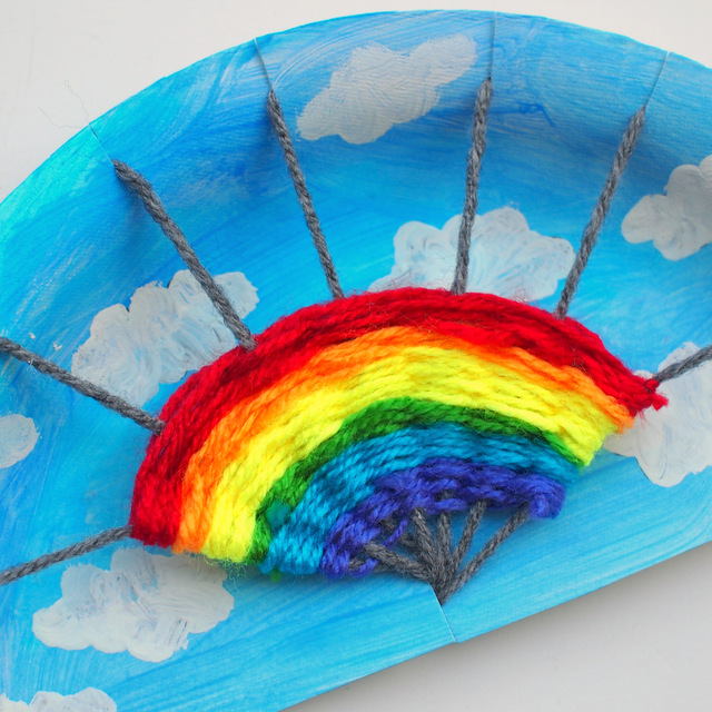 Rainbow Paper Plate Weaving Project Pink Stripey Socks