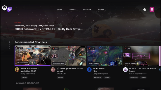 تطبيق Twitch لأجهزة Xbox