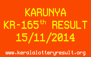 KARUNYA Lottery KR-165 Result 15-11-2014