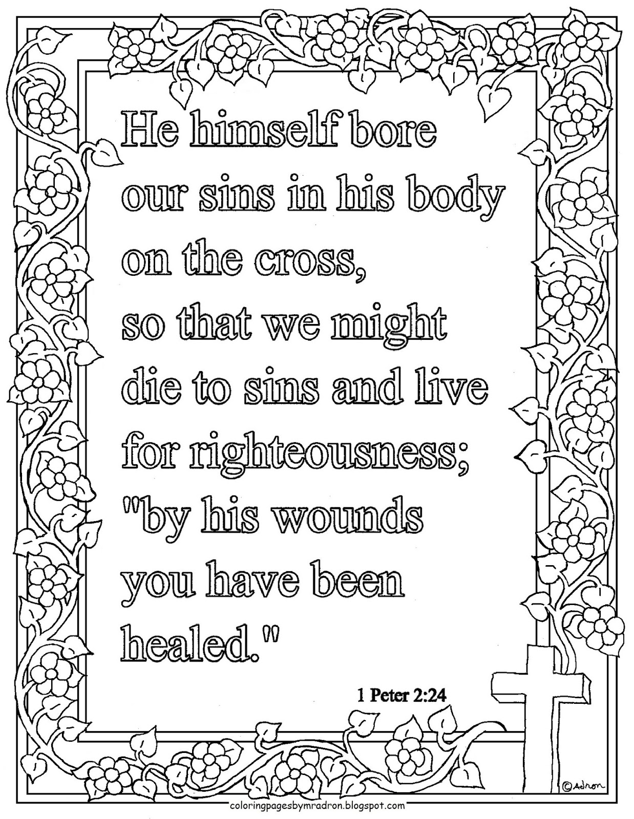 Coloring Pages For Kids By Mr Adron Free 1 Peter 2 24 Print And Color coloring-pages-for-kids-by-mr-adron-free-1-peter-2-24-print-and-color