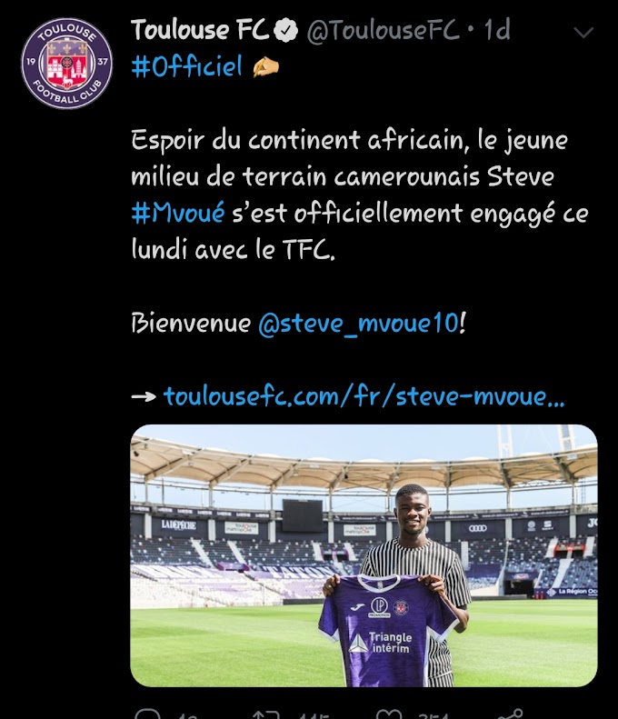Football Transfer: FC Toulouse unveils big-catch; Steve Regis Mvoue