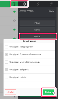 Nozbe - jak wydrukować listę zadań