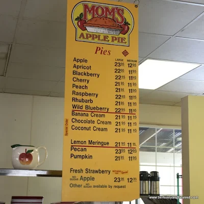 menu at Mom's Apple Pie in Sebastopol, California