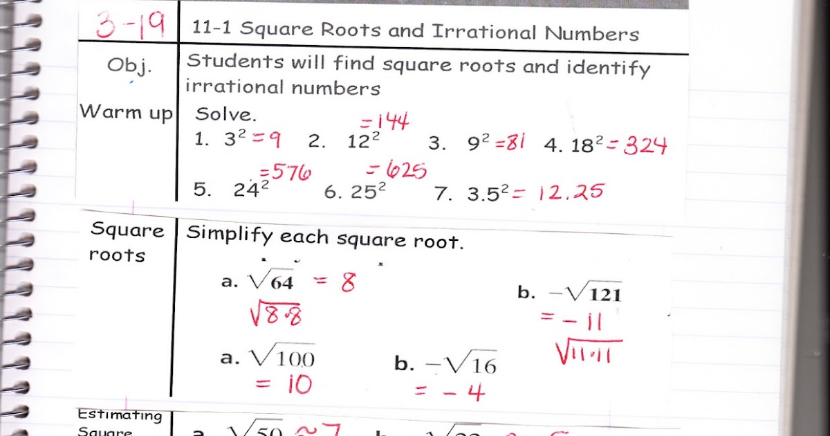 Square Roots And Irrational Numbers
