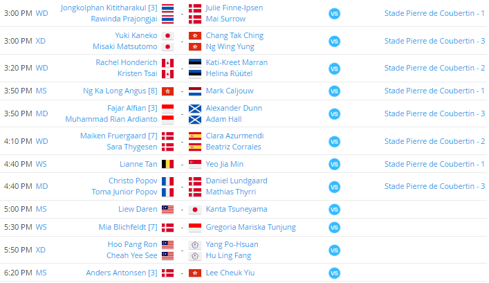 French open 2021 badminton schedule