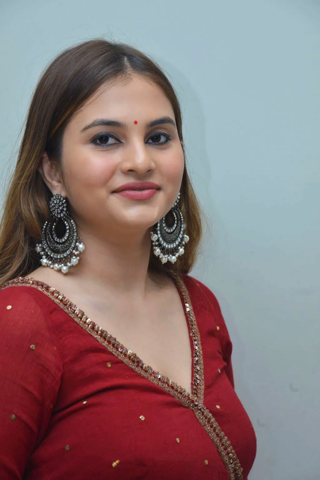 Ramya Pasupuleti Hot Pics in red Maxi Dress