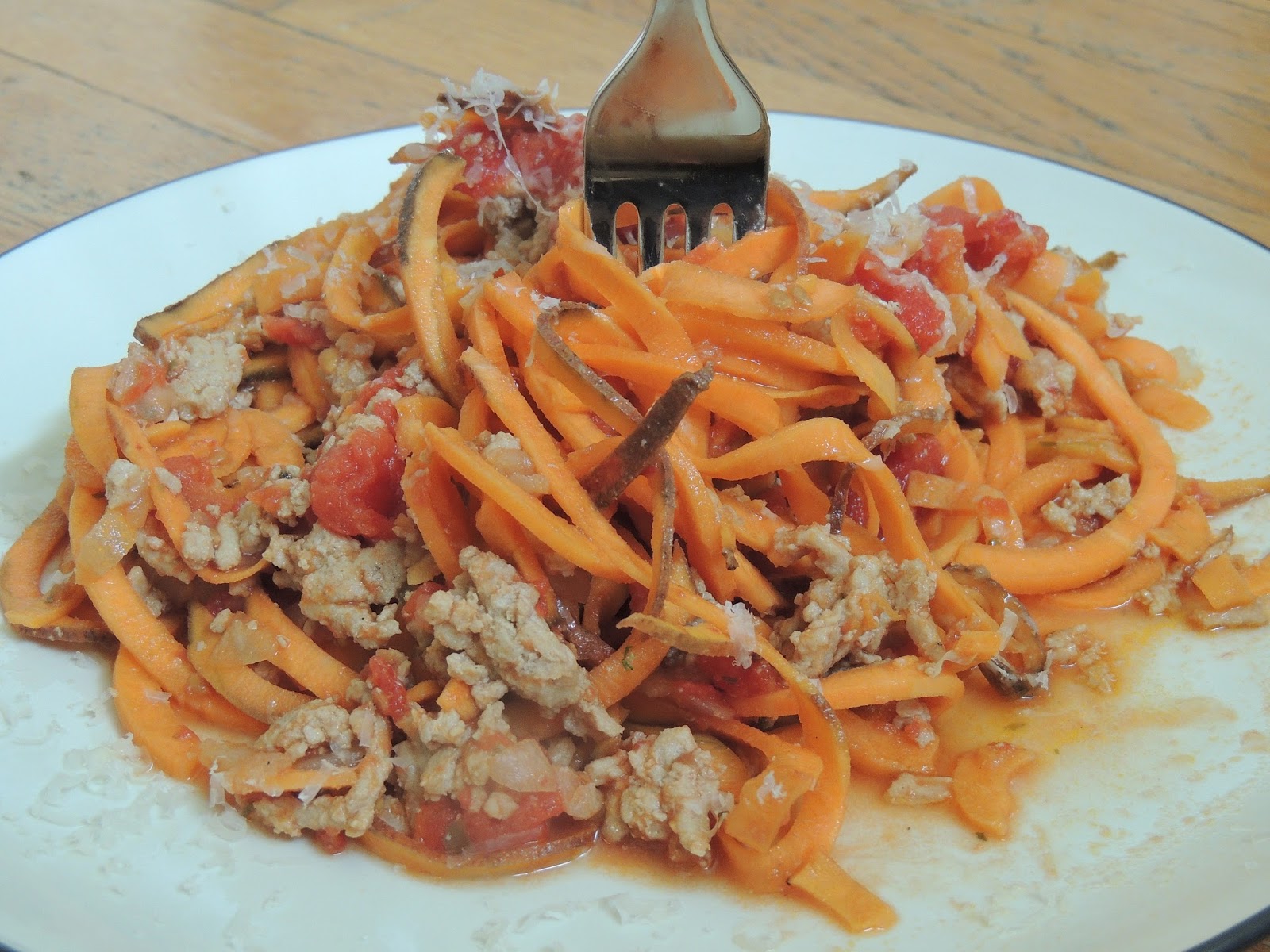 Gas Stove Girl Sweet Potato Noodles in Chunky Tomato Ragu