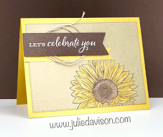 Stampin' Up! Celebrate Sunflowers Celebrate You Card ~ Watercolor Pencils ~ 2020-2021 Annual Catalog ~ www.juliedavison.com