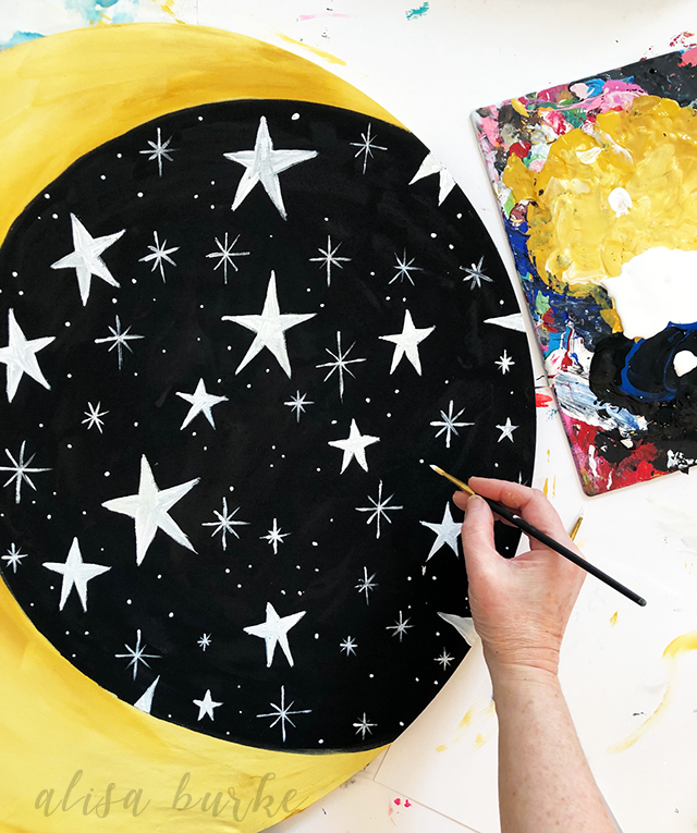 moon and stars wall hanging