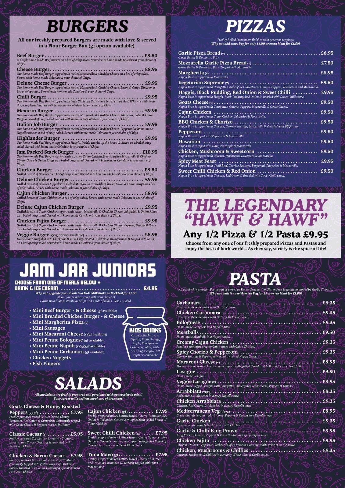 Jam Jar Jam Jar The Menus & Info!