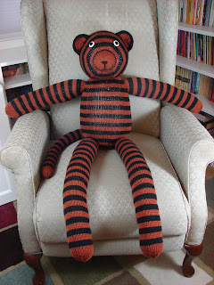 giant, tiger, toy, stripes, stuffed animal, knitting, orange, black