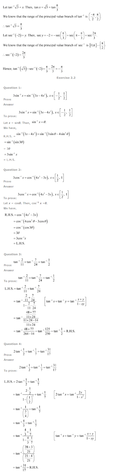 NCERT Solutions For Class 12 Maths Solutions