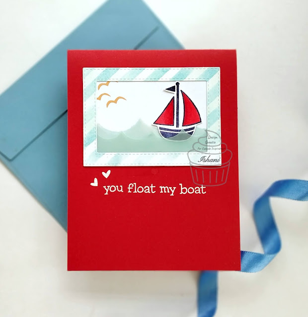 LAwn FAwn float my boat, Nautical card, MFT frame die, Colored cardstock, Vellum on cards, CIC, Lawn Fawn, MFT dienamics, CAS card, die cutting, card for men, Card for him, Quillish, 
