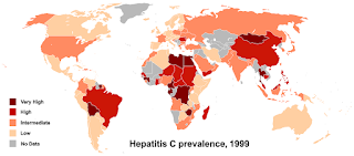 1999 yılında dünya çapında Hepatit C yaygınlığı