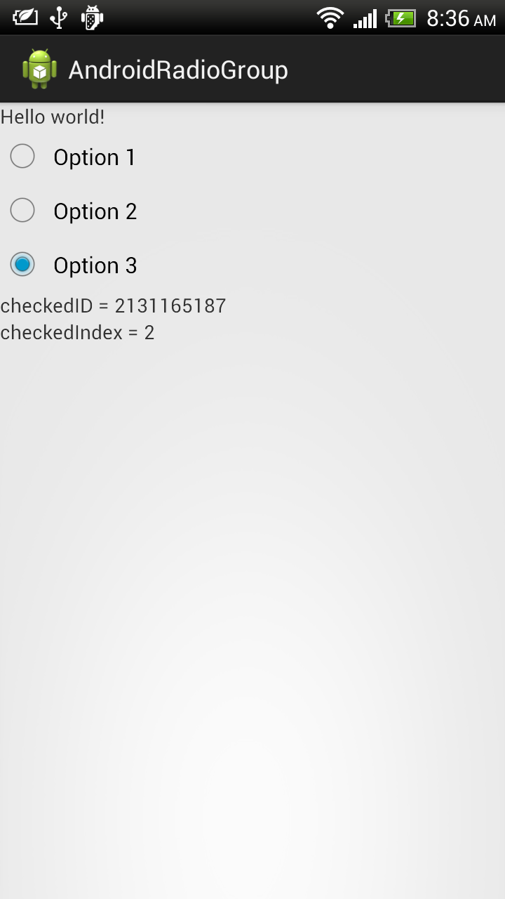 Androider Read index of the checked RadioButton in RadioGroup