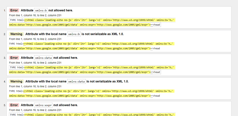 Cách loại bỏ thuộc tính xmlns trong thẻ tag html của template