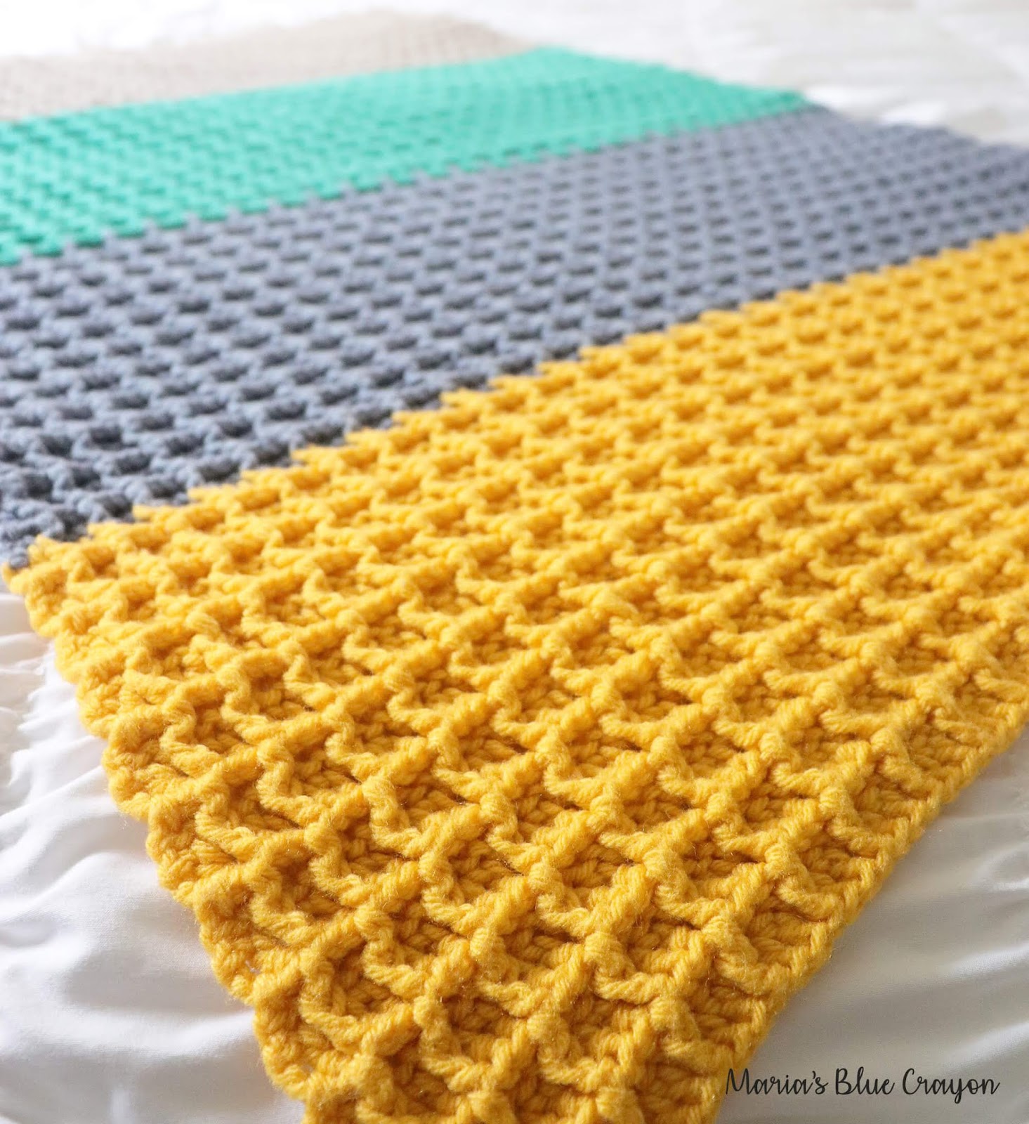 Color Block Crochet Blanket Free Crochet Pattern Maria's Blue Crayon