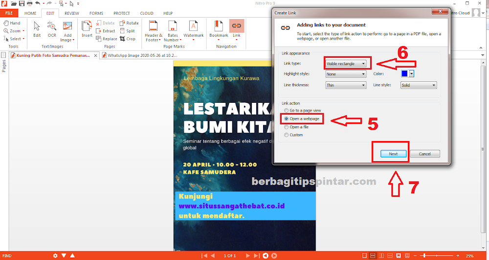 Cara menambahkan link internet yang bisa di klik pada dokumen Pdf