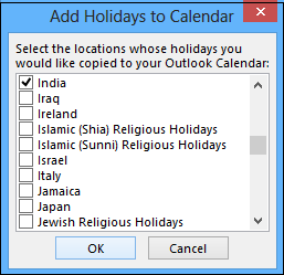 aggiungi le festività al calendario