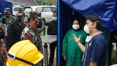 Di Mamuju, Panglima TNI Tinjau Korban di RSUD Sulbar dan Serahkan Bantuan Presiden Jokowi