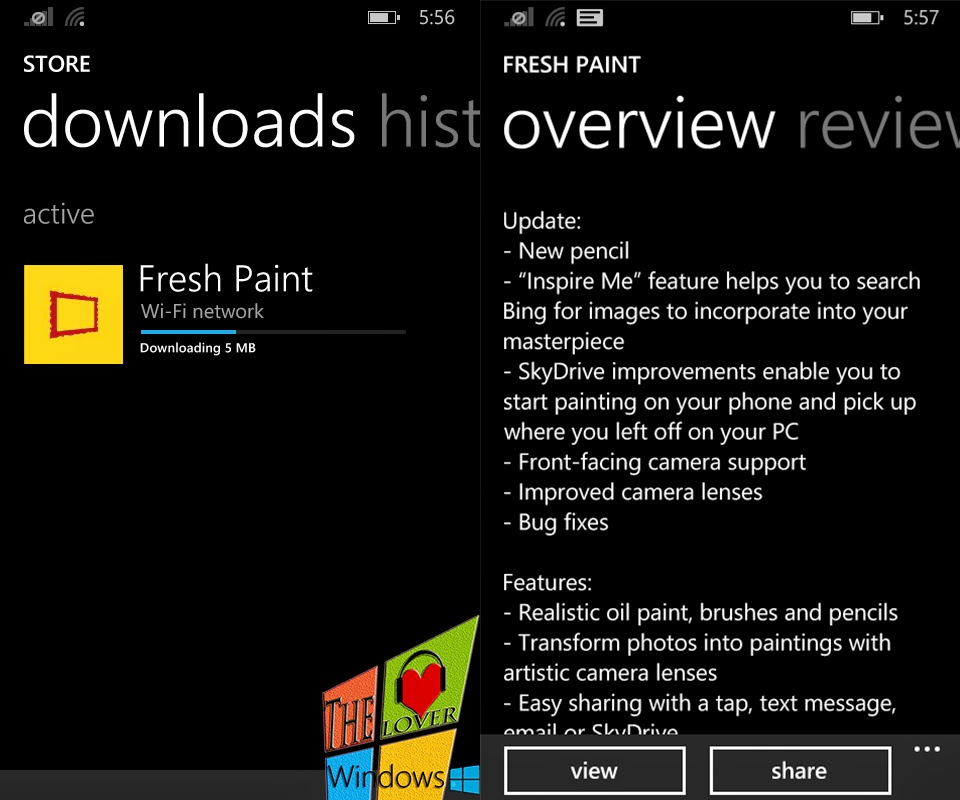 The Windows Lover Fresh Paint for Windows Phone Updated with Added