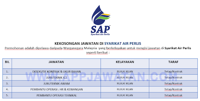 Jawatan Kosong di Syarikat Air Perlis