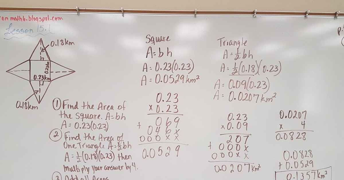 Mrs. Negron 6th Grade Math Class Lesson 15.1 Nets & Surface Area