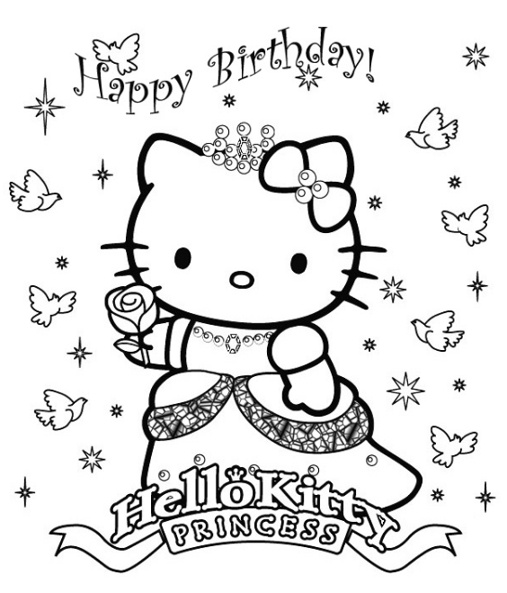 26 Hello Kitty Happy Birthday Coloring Pages