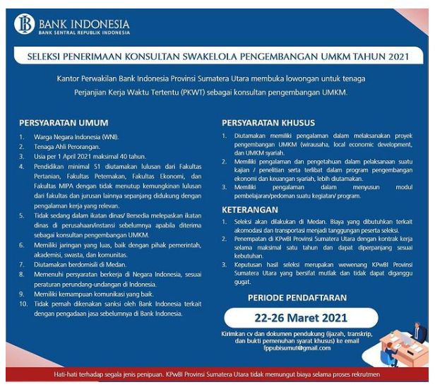 Lowongan Kerja Tenaga Perjanjian Kerja Waktu Tertentu (PKWT) Bank