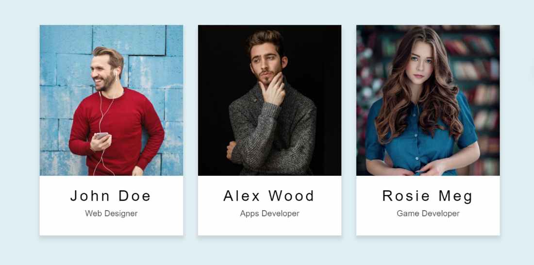 Create a  team member section