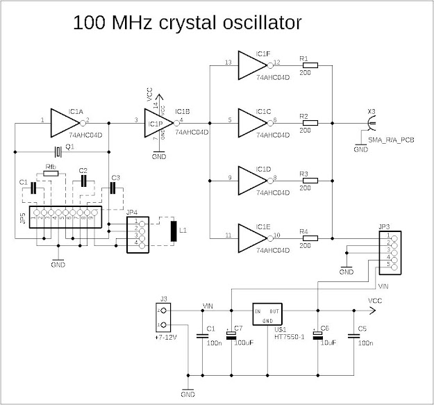 DIYfan 100 MHz third overtone crystal oscillator