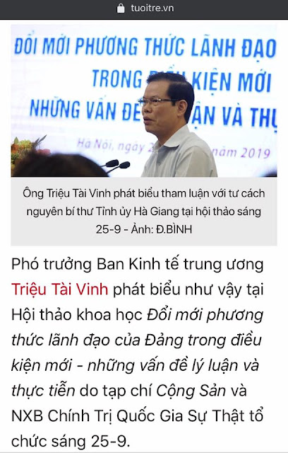 Theo ông Triệu Tài Vinh: cả họ làm quan và con gái tiêu cực thi cử là "đề kháng chính trị"