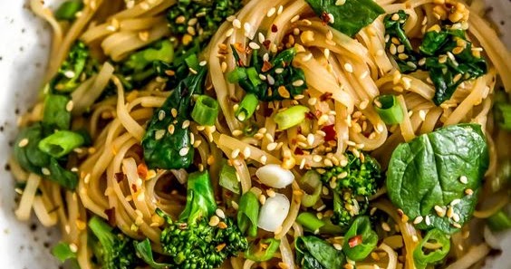 Oil Free Garlic Sticky Noodles - Easy Dessert Healthy