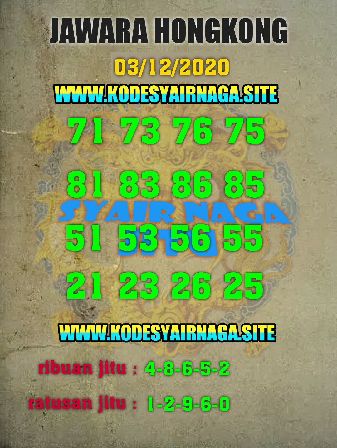 Nagasaon HK Syair Kamis 03122020 Nagasaon HK, Nagasaon