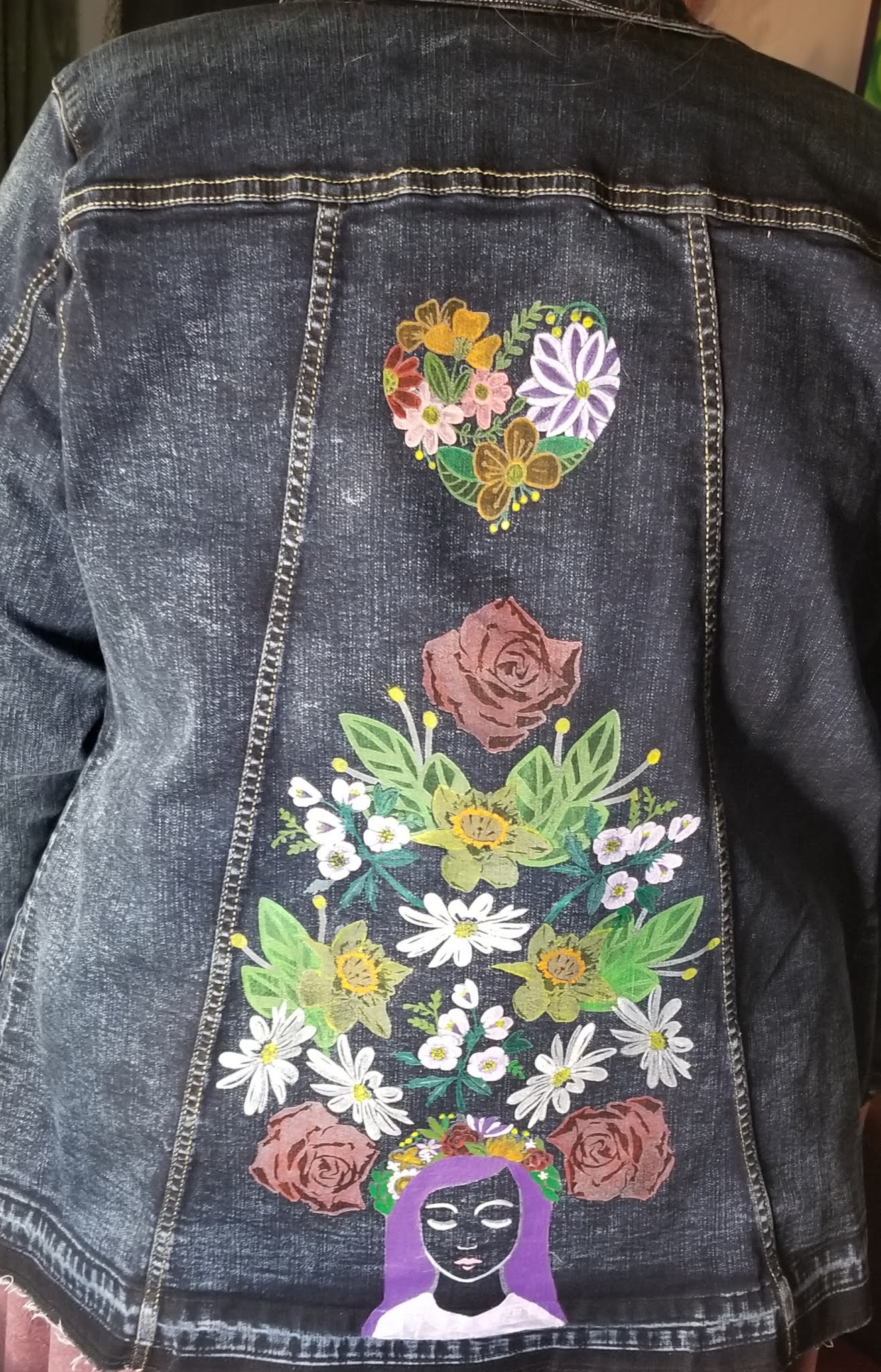 THE FLORAL WOMEN HAND-PAINTED DENIM JACKET