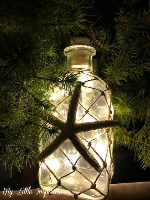 Lanternine in stile Coastal con rete da pesca handmade - bottiglia notte - MLI