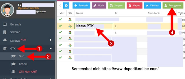 Cara Membuat-Mengubah Akun PTK di Dapodik