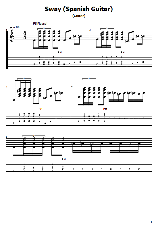Sway Tabs Dean Martin How To Play Dean Martin Sway On Spanish