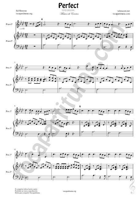 1  Partitura JPG gratis para descargar en Piano a dos Manos (dúo Melodía + Piano Acompañamiento) Perfect Easy Sheet Music Duet for two Pianists Music Score (Duetto Spartiti)
